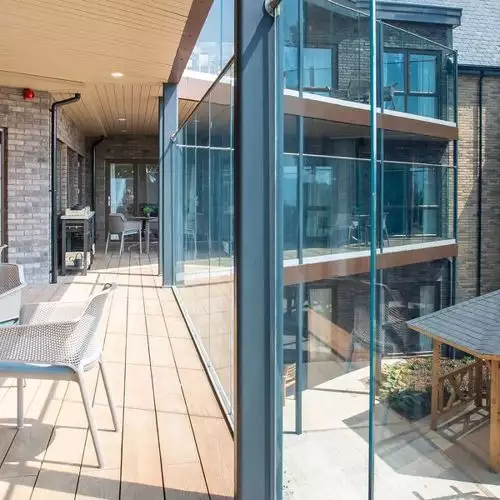 Balcony at Brookwater House care home in Palmers Green near Enfield.