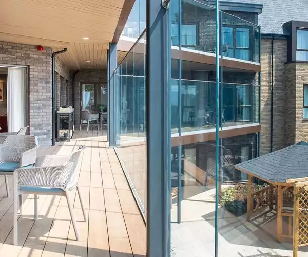 Balcony at Brookwater House care home in Palmers Green near Enfield.