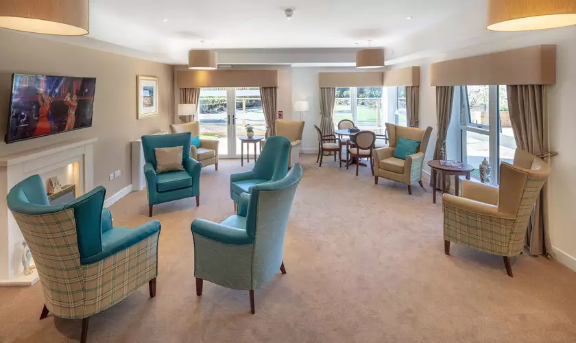 lounge of Milngavie Manor care home in Milngavie, Glasgow.
