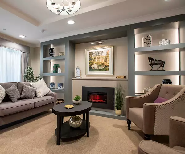 lounge at Cambridge Grove care home in Cambridge