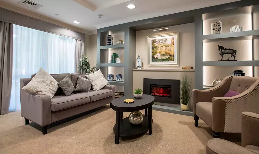 lounge at Cambridge Grove care home in Cambridge