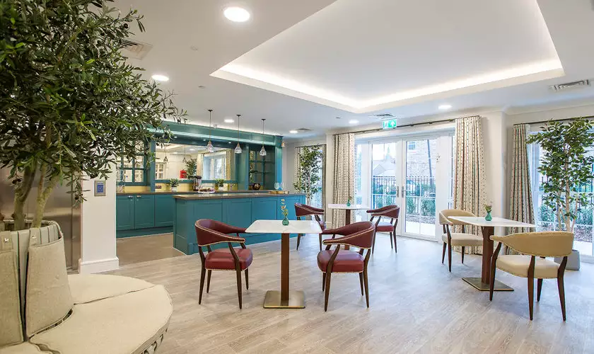 cafe bar at Montague House residential care in Huntingdon, Cambridgeshire