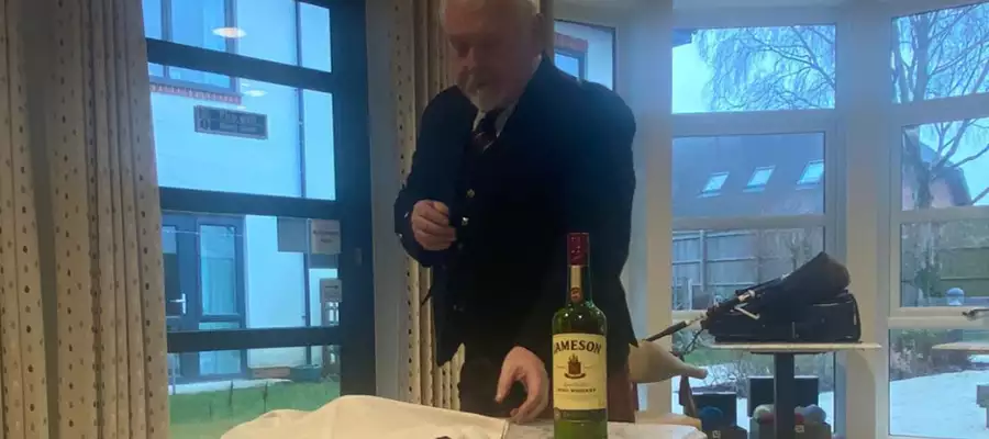 Bagpipes for Burns Night at Chawley Grove Care Home