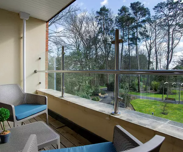 balcony view over our Poole care home, Upton Manor.