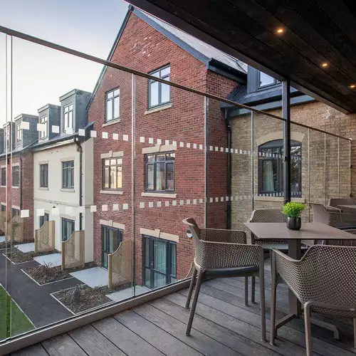 balcony view over garden at Meryton care home in Keynsham.