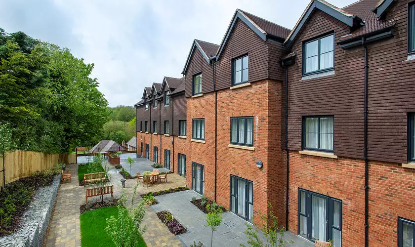 gardens of Nesbit House residential care home in Orpington, Kent