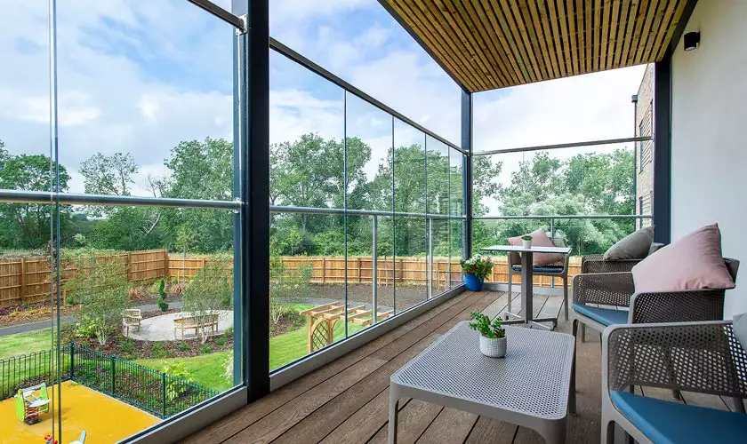 balcony view at Elstow Manor residential care home in Bedford